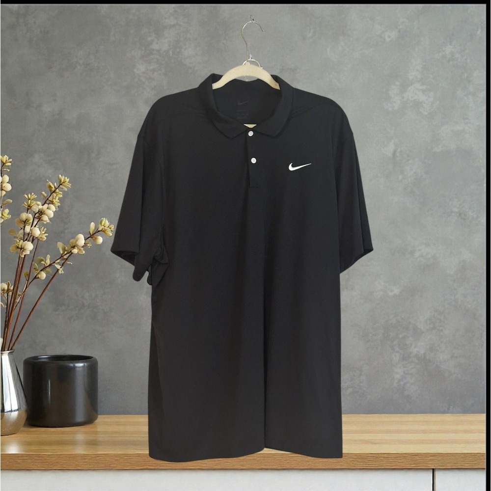 Nike‎ Dri-FIT Mens Golf Polo Shirt Black Short Sleeve Performance XXL